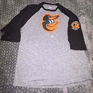 Baltimore Orioles Majestic Raglan 3/4” sleeve Tee - Large